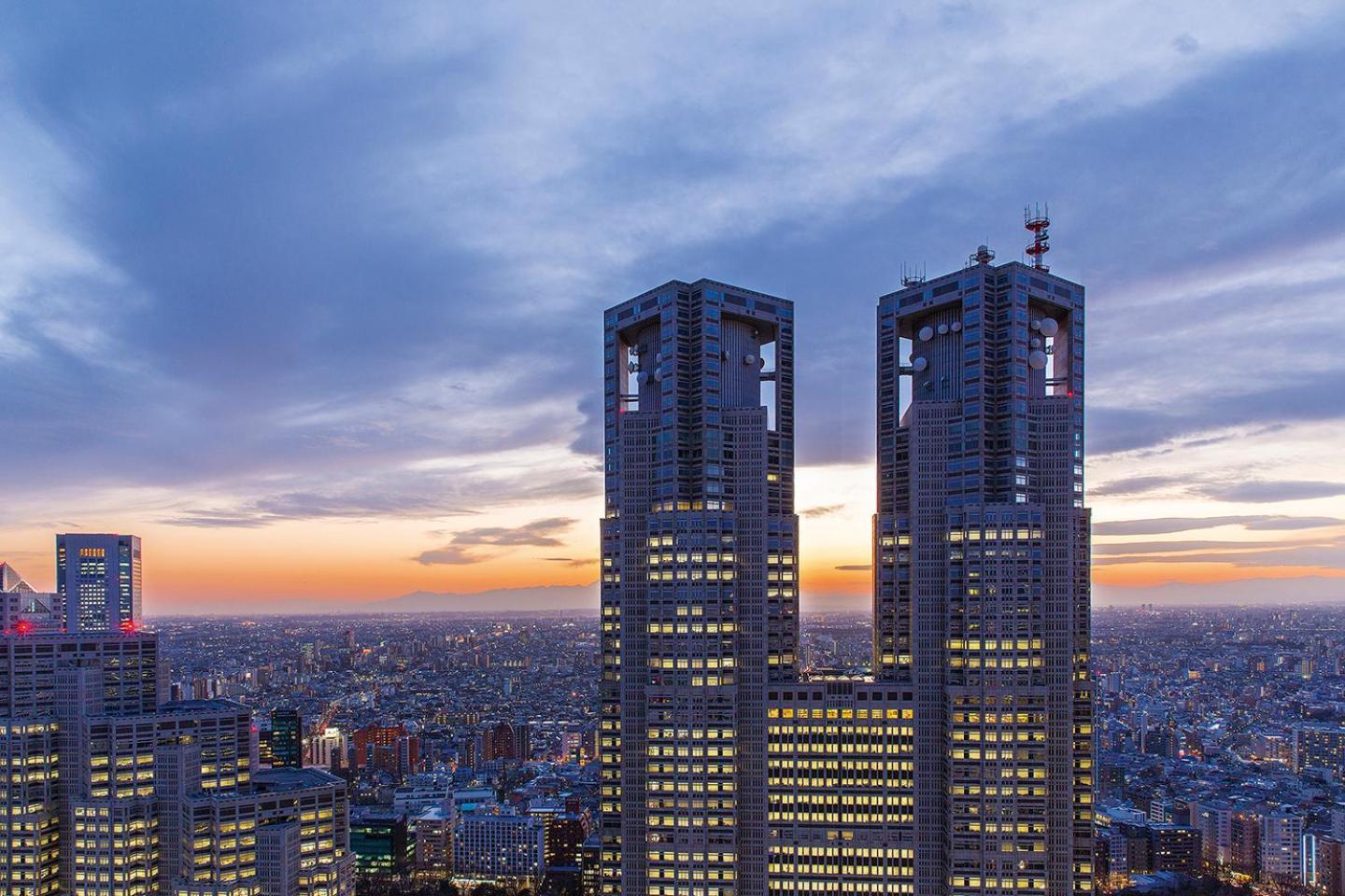Keio Plaza Hotel Tokyo Esterno foto The twin towers of the Tokyo Skytree